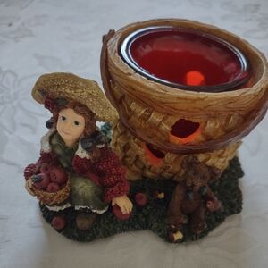 First Edition Boyds Dollstone Collection Candice with Matthew Gathering Apples